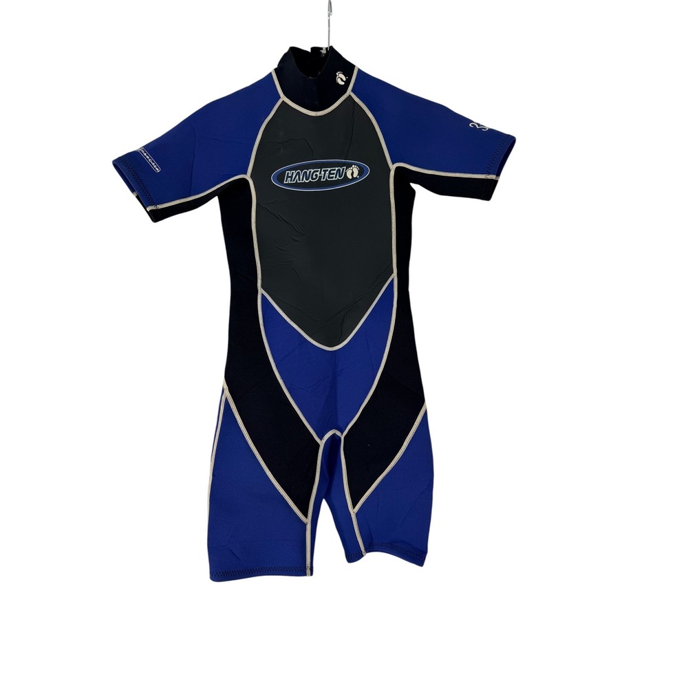 Hang Ten Kids Shorty Wetsuit Blue Black Neoprene Short Sleeve Surfing Size 2